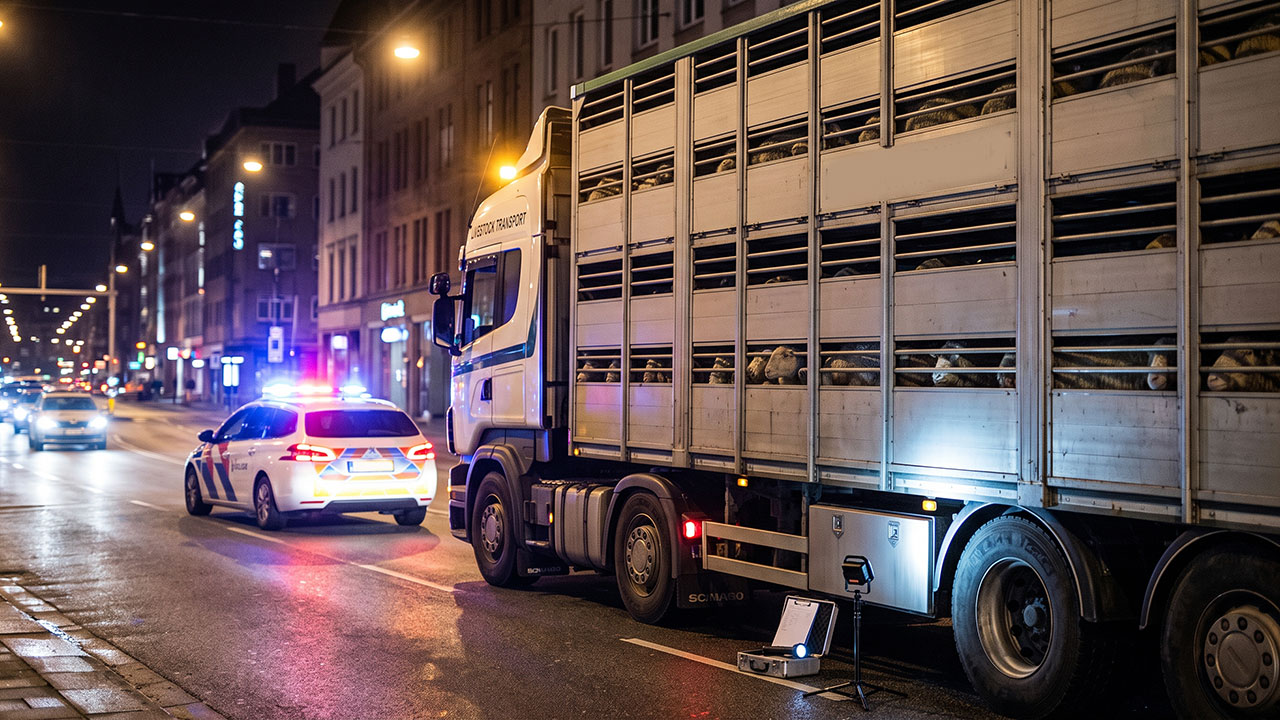 Transport cu oi oprit de politie