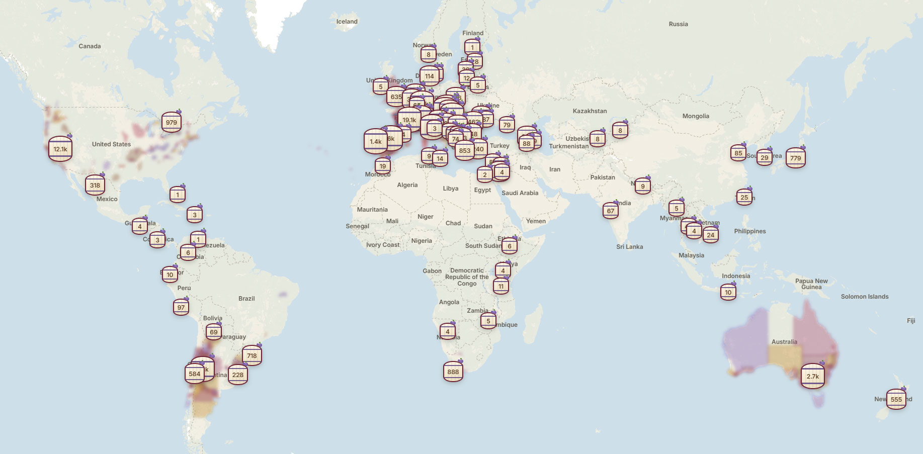 world winery map wineries