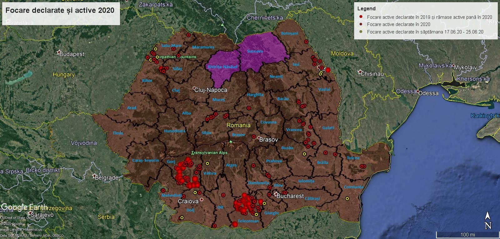 Actualizarea situației privind evoluția Pestei Porcine Africane la data de 26 iunie 2020