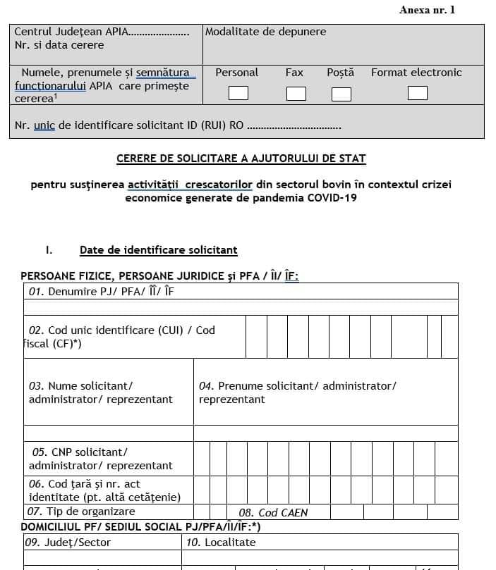 Schema ajutoarelor de stat pentru sectoarele vegetal și zootehnic