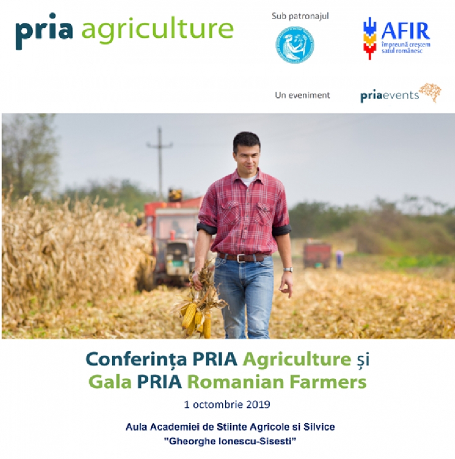 Fermierii Români vor fi prezenți la Pria Agriculture&amp;Gala Fermierilor din România în 1 octombrie 2019 la București